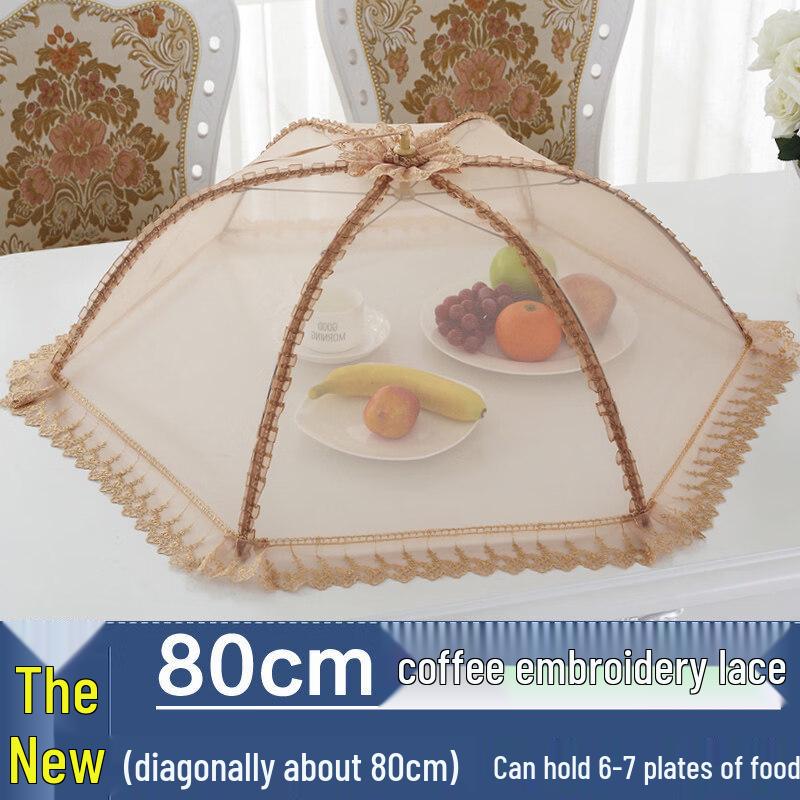 Foldable Dining Table Food Cover with Embroidered Edge