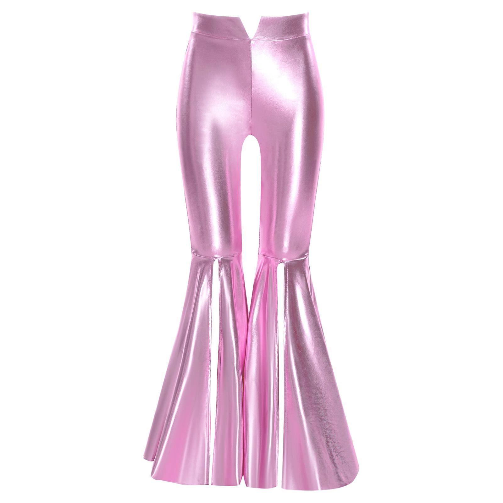 

Girls Pageant Dance Costume Metallic Bell Bottom Pants Split Leg Design Stage Performance Competition Outfit 5-6 Years