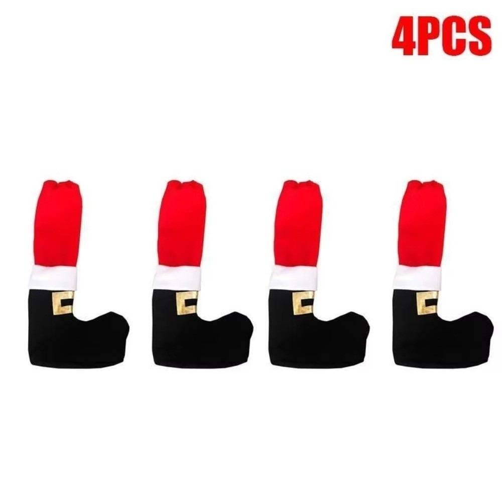 

4PCS Anti Slip Christmas Table Chair Leg Cover Merry Christmas Decors Santa Claus Boots Covers Xmas Table Feet Mats