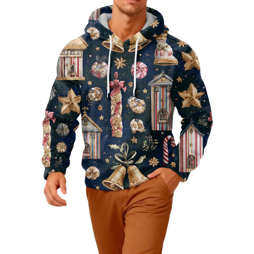 Herr Långärmad Ledig Flanell Huvtröja