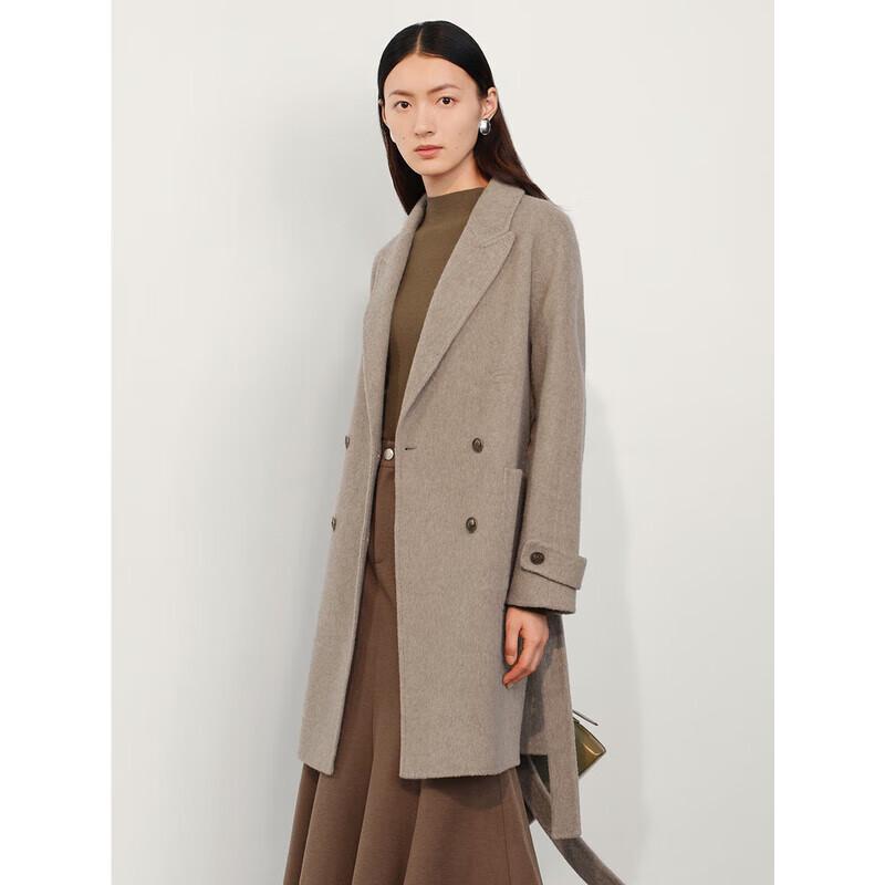 JUZUI ANNACAU Women's Wool Blend Double-Faced Mid-Long Winter Coat