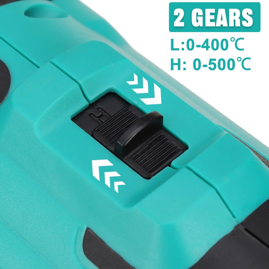 200W Handheld Cordless Hot Air Guns Temperatures Adjustable with 3 Nozzles 21V Electric Heat Guns Rechargeable for 18V Lithium Battery