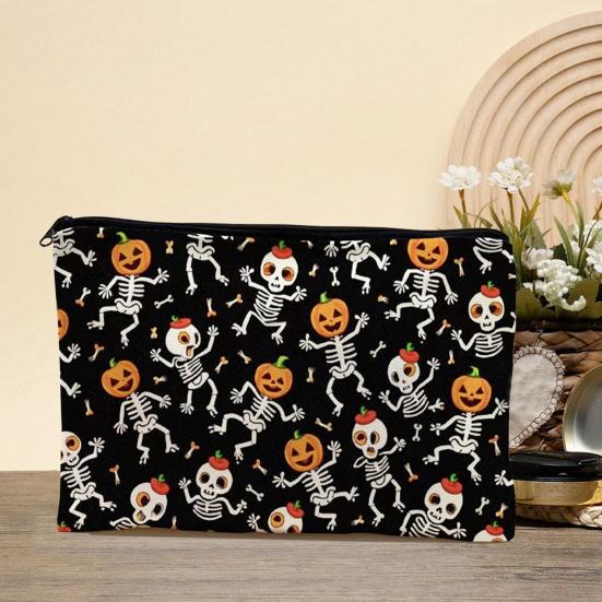 Halloween Themed Pencil Case Storage Bag Large Capacity Cosmetic with Pumpkin Smooth Zipper