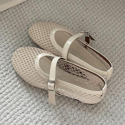 Sandale casual de vară pentru femei, cu plasă, toc jos, vârf rotund, baretă cu cataramă