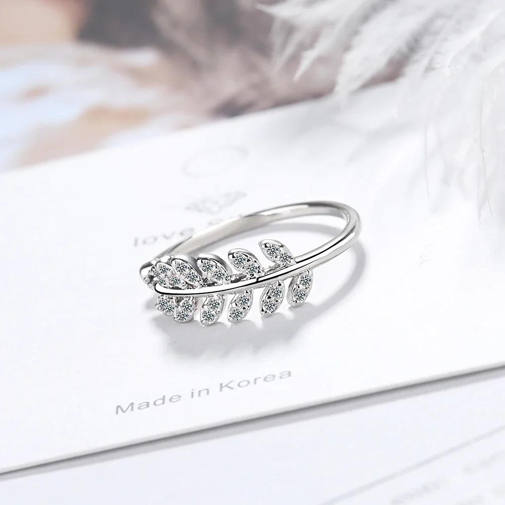 925 Sterling Silver Leaf Ring Olive Branch Open Adjustable Ring Elegant Wedding Party Jewelry Gift for Women & Men