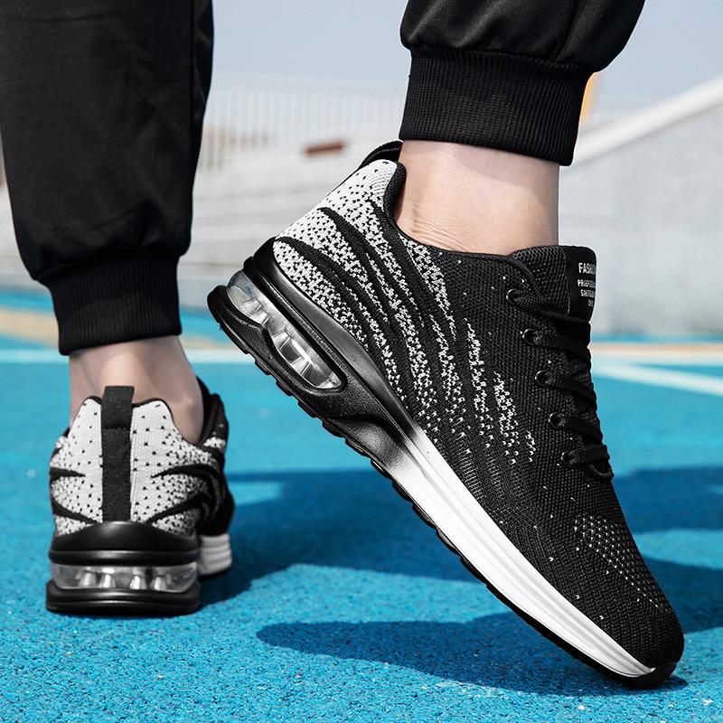Plus Size 37-47 Sneakers Men Women Comfort Air-cushion Running Sports Shoes Breathable Knitted Trainers for Jogging Training