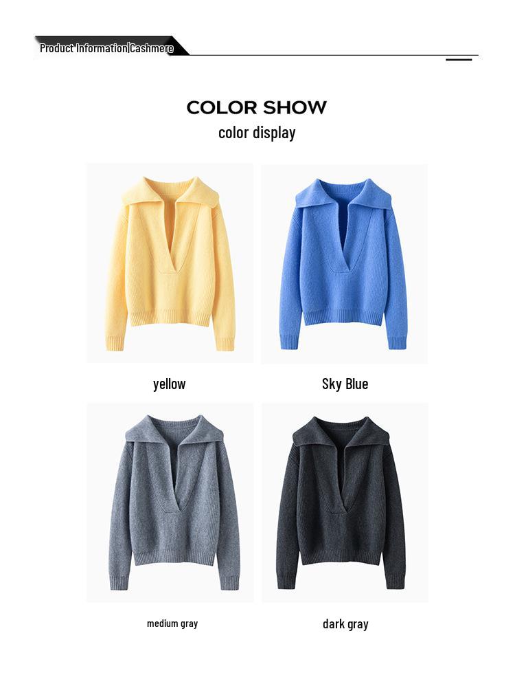 Women's Cashmere Polo Neck Sweater - Loose Fit, Versatile Autumn/Winter Knit Base Layer