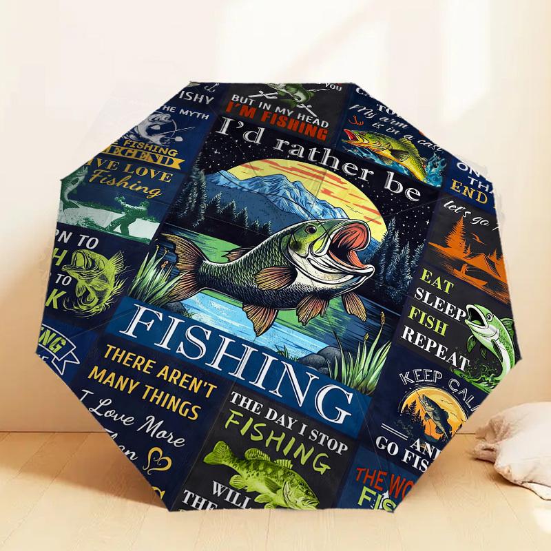 1pc Fishing Legend Pattern Umbrella Design Automatic Opening and Closing Umbrella, High-quality Travel Umbrella, C1128061