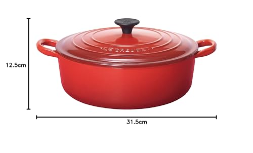 Le Creuset Cocotte Japonaise, 24 cm, Cherry Red, Cast Iron Enamel Pot, Gas, Induction, and Oven Compatible [Official Japanese Product]