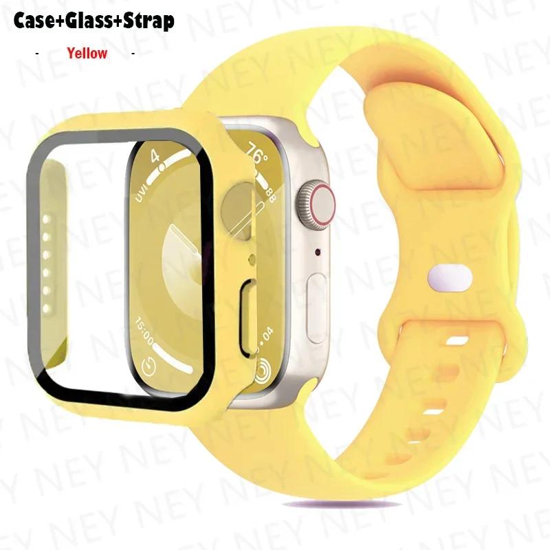 Glas+Gehäuse+Armband Für Uhrenarmband 44mm 41mm 45mm 40mm 38mm 42mm Silikonarmband iWatch Serie 9 8 3 4 5 6 SE 7 Armbänder