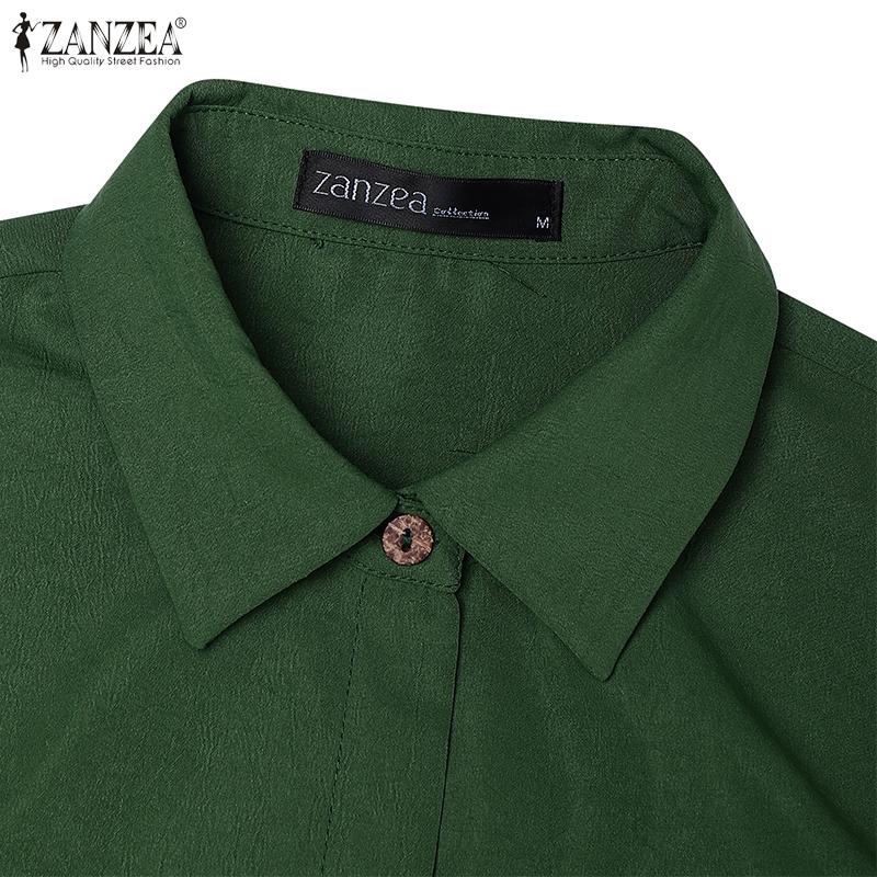 ZANZEA Women Turn Down Collar Solid Color Summer Sleeveless Dress