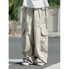 Retro overalls men's and women's spring and autumn trousers new design sense multi-pocket drawstring wide-leg casual trousers