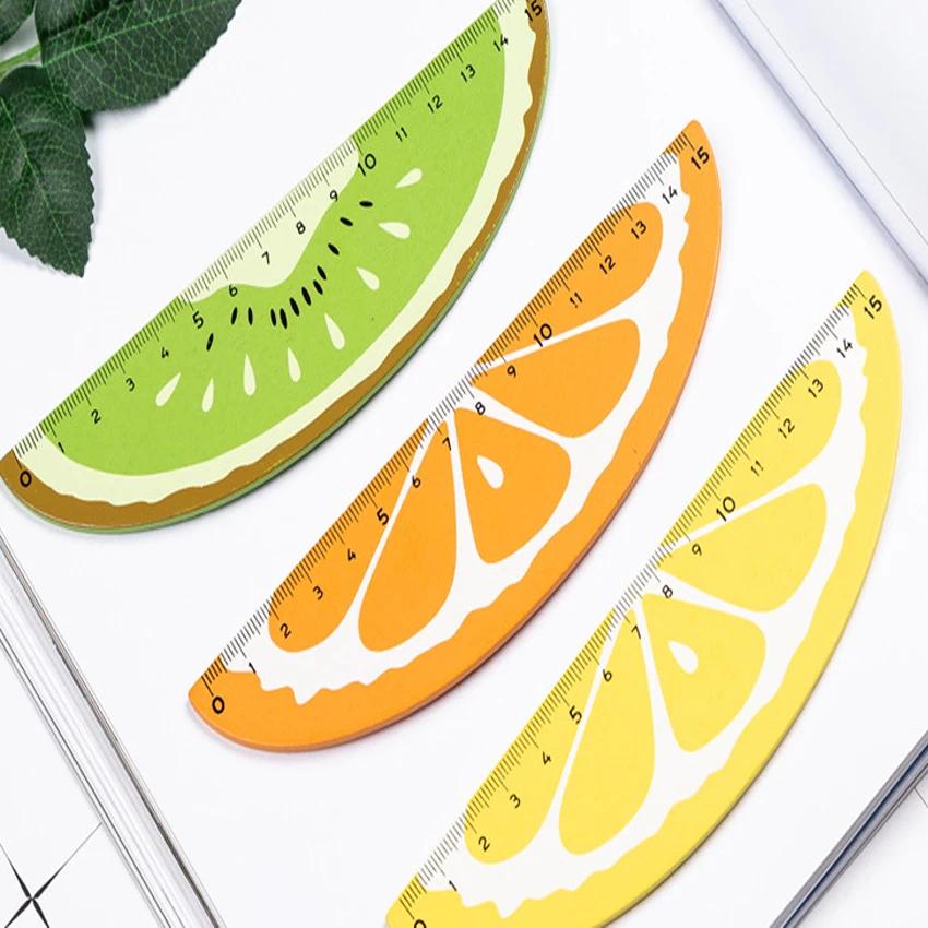 1pcs/lot Kawaii Cartoon Fruit Orange Lemon Kiwi Wooden Straight Rulers Drawing Tool Stationery Gift School Supplies 15cm