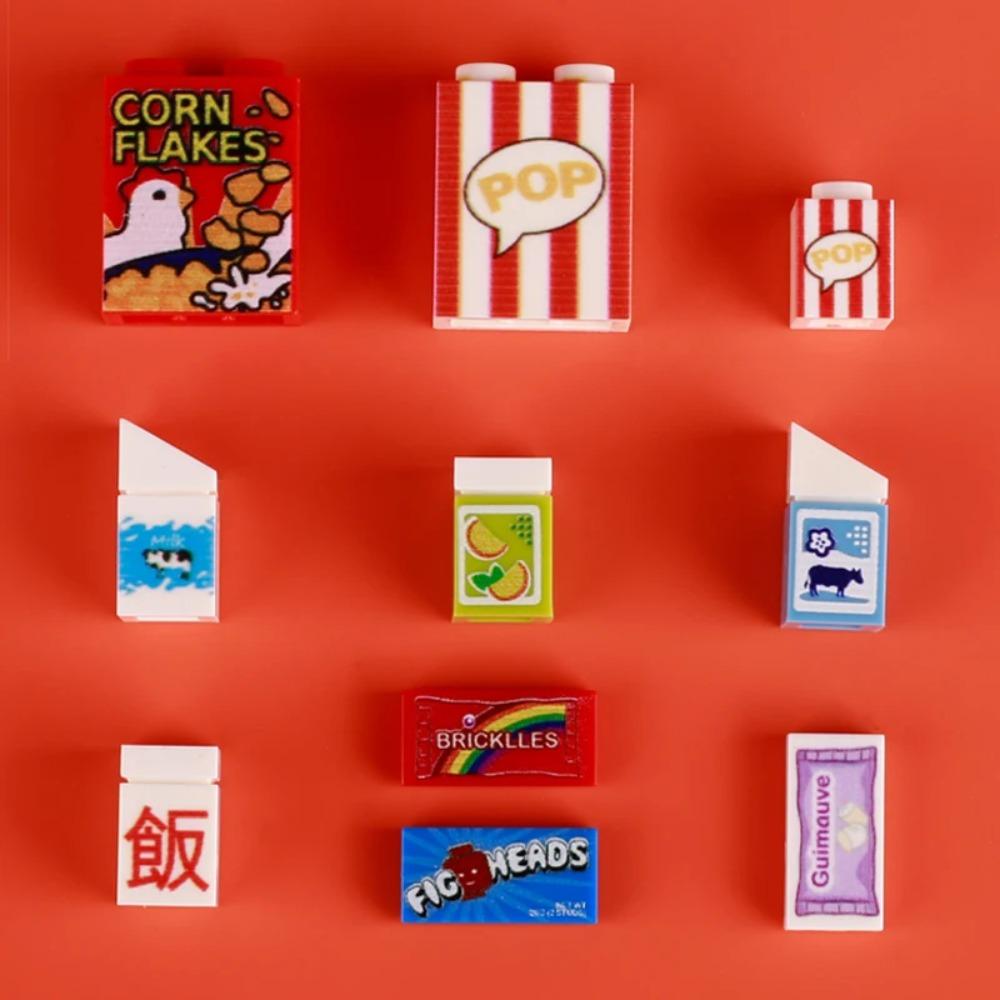 Food Printed Tiles Passport Plane Ticket Building Blocks Sushi Pizza Sound Compass Map Milk Juice Sauce Dessert Bricks Toy