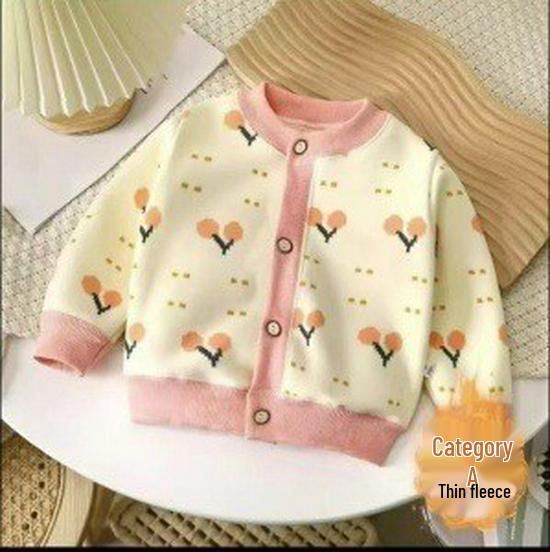 Kinder Fleece-gefütterter Strick-Hoodie - Warmer Herbst-/Winter-Pullover für Jungen & Mädchen