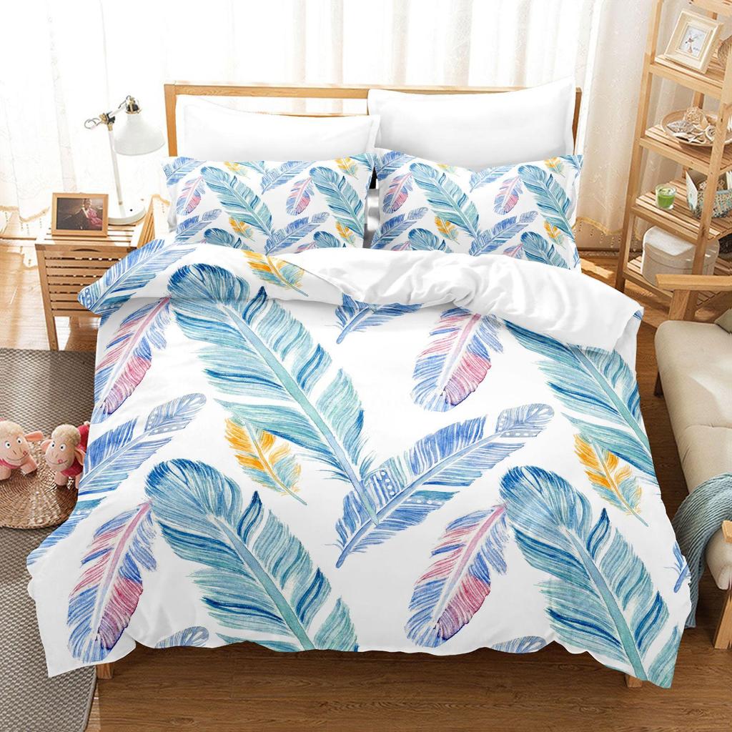 3D Dream Catcher Home Bedding Set Colorful Feather Pattern Quilt Cover and Pillow Cover Bedding Set AU/EU/US Full Size Bedding Set