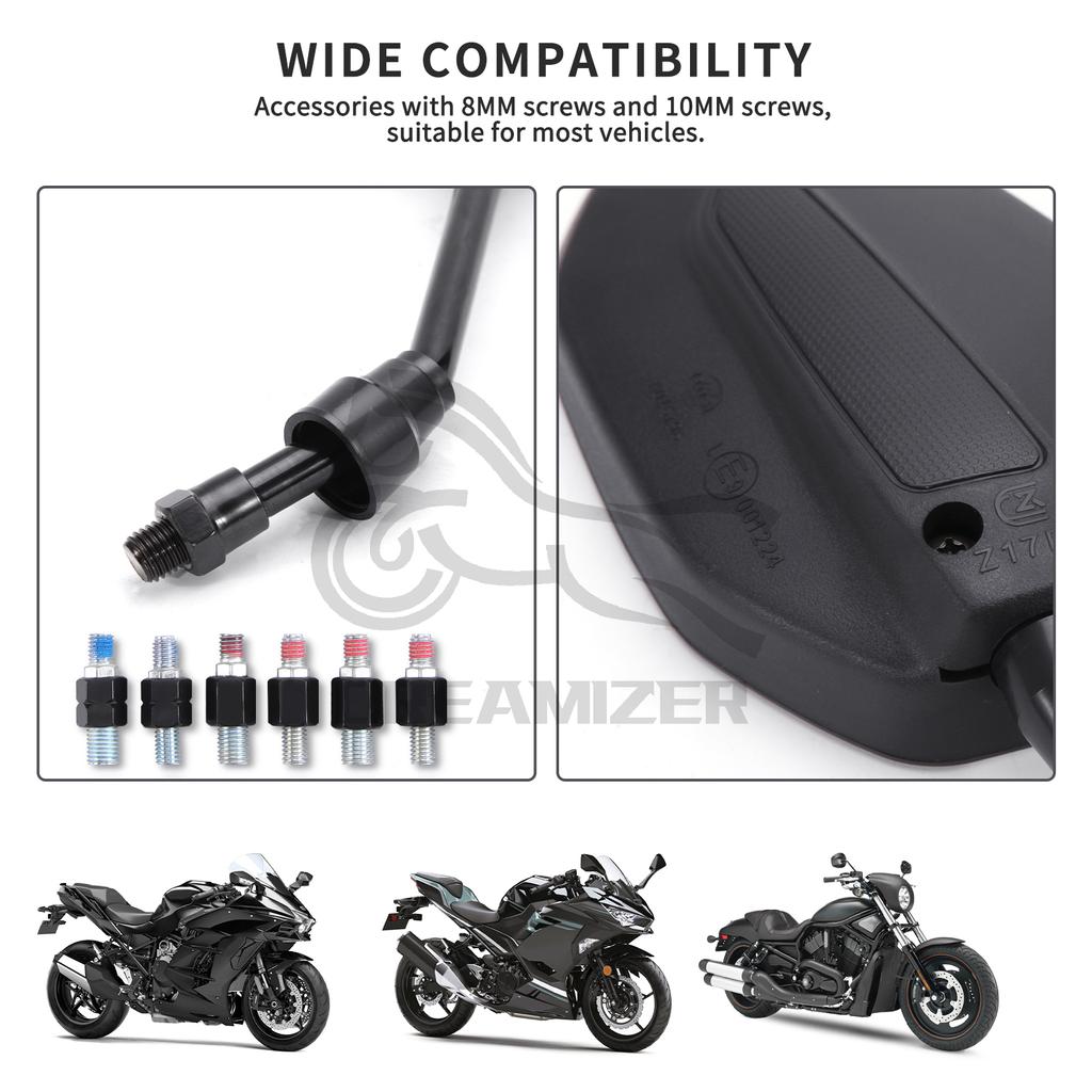 Universal 1Pair 10MM For Harley Honda Yamaha Suzuki Motorcycle Rear View Rearview Side Mirror Motorbike