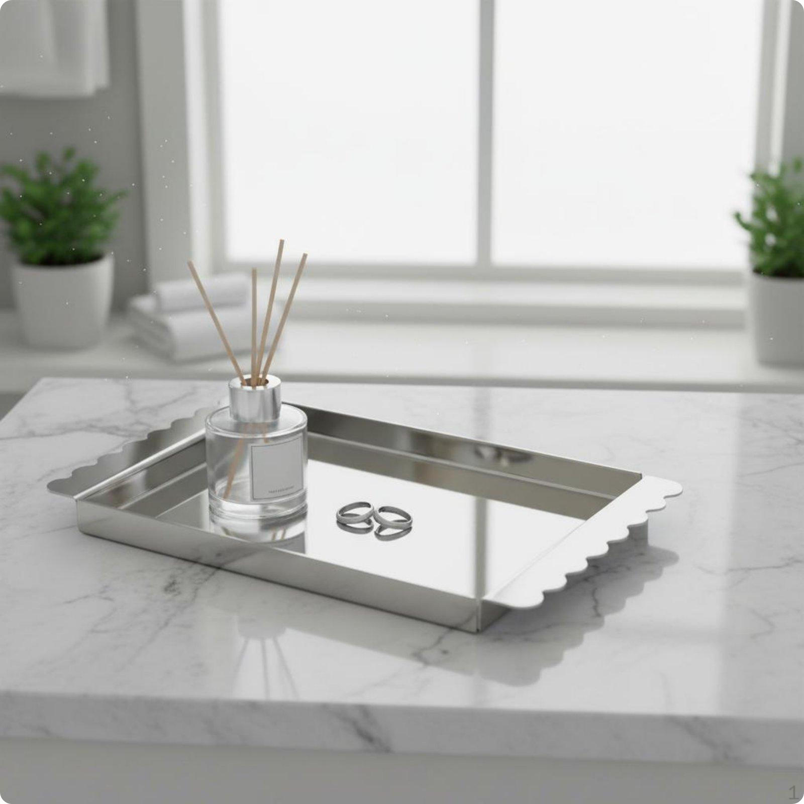 Storage Tray Modern Minimalist Stainless Steel Luxury Look Household Accessory for Tabletop,