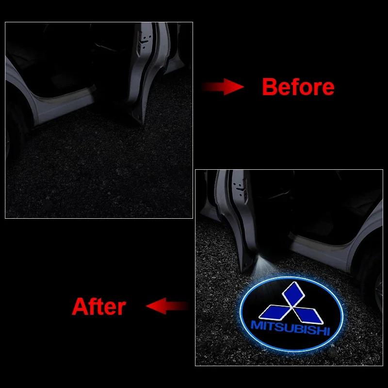 LED Car Door Welcome Light Car Logo Projector Car Badg For Mitsubishi Outlander Lancer 10 9 ASX Eclipse L200 Pajero Triton Evo