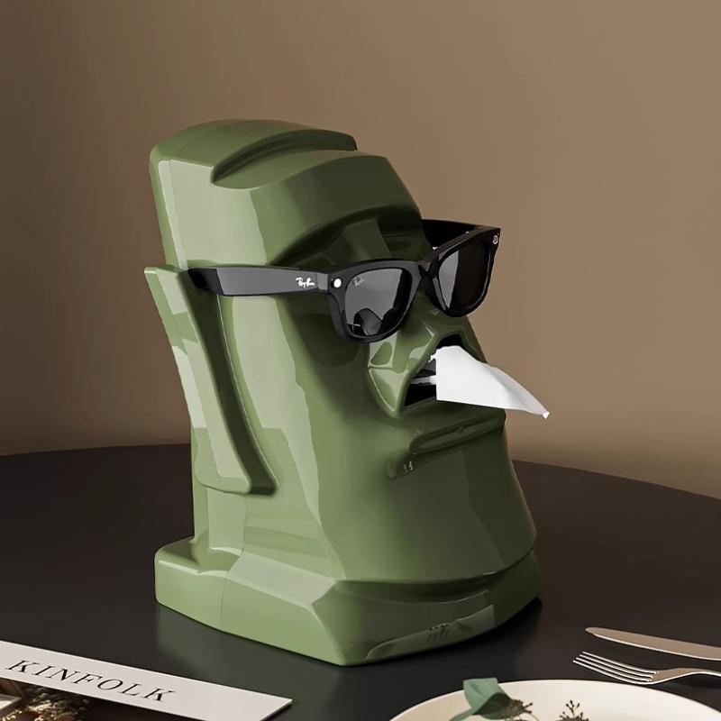 Stone Statue Tissue Box Living Room Light Luxury High-end Creative Home Coffee Table Desktop Napkins Storage Paper Box