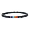 New Men Bracelet 4mm Howlite Onyx Volcanic Obsidian LBGT Braclet Women Natural Stone Bead Braslet Casual Accessory Gift for Him