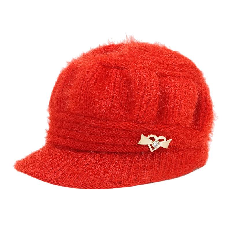 Knitted Embellished Heart Hat Winter Warm Thickened Pumpkin Cap Gift Outdoor
