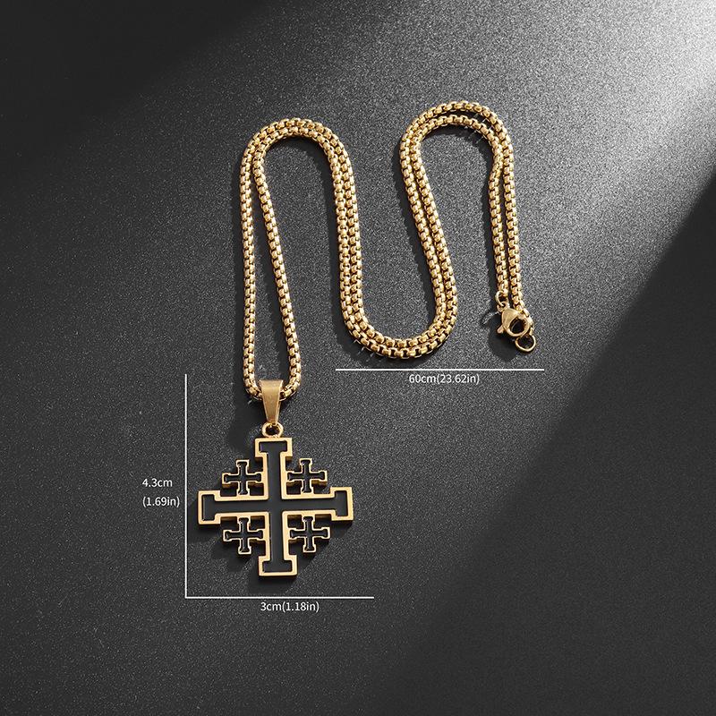 Religious Jewelry Men New Cross Necklace Stainless Steel Hip Hop Personalized Pendant