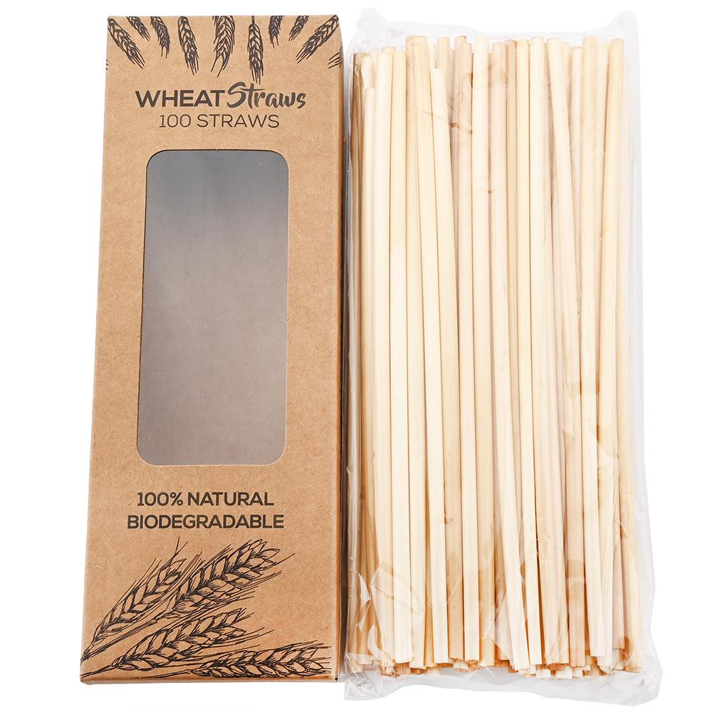 100/200pcs Disposable Straws Natural Wheat Straw 100% Biodegradable Straw Environmentally Friendly Straw Set For Bar Accessories