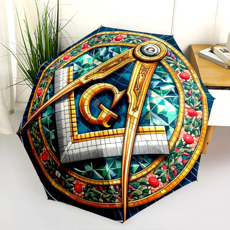 

1PC Freemasonry Umbrella Portable Folding Umbrella Iron Frame Hole Bone Structure Outdoor Home Umbrella A5