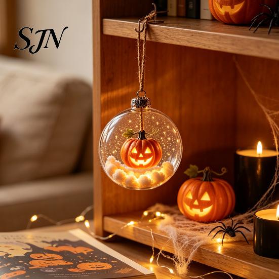 Dormitory Festive Accessory Halloween Glowing Sphere, Lighted Clear Ball Ornament, Cute Witch Seasonal Home Decoration Cat, LED Hanging for