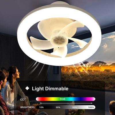 Ventilador de techo con lámpara de control remoto inteligente para el hogar, ventilador de techo RGB con luz 30W/40W/48W, pequeño ventilador de techo eléctrico