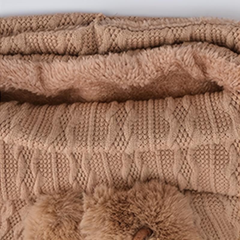 Vinter varm fuzzy lue tykk ensfarget balaclava plysj foret kaldsikker utendørs ski luer Beanies for kvinner