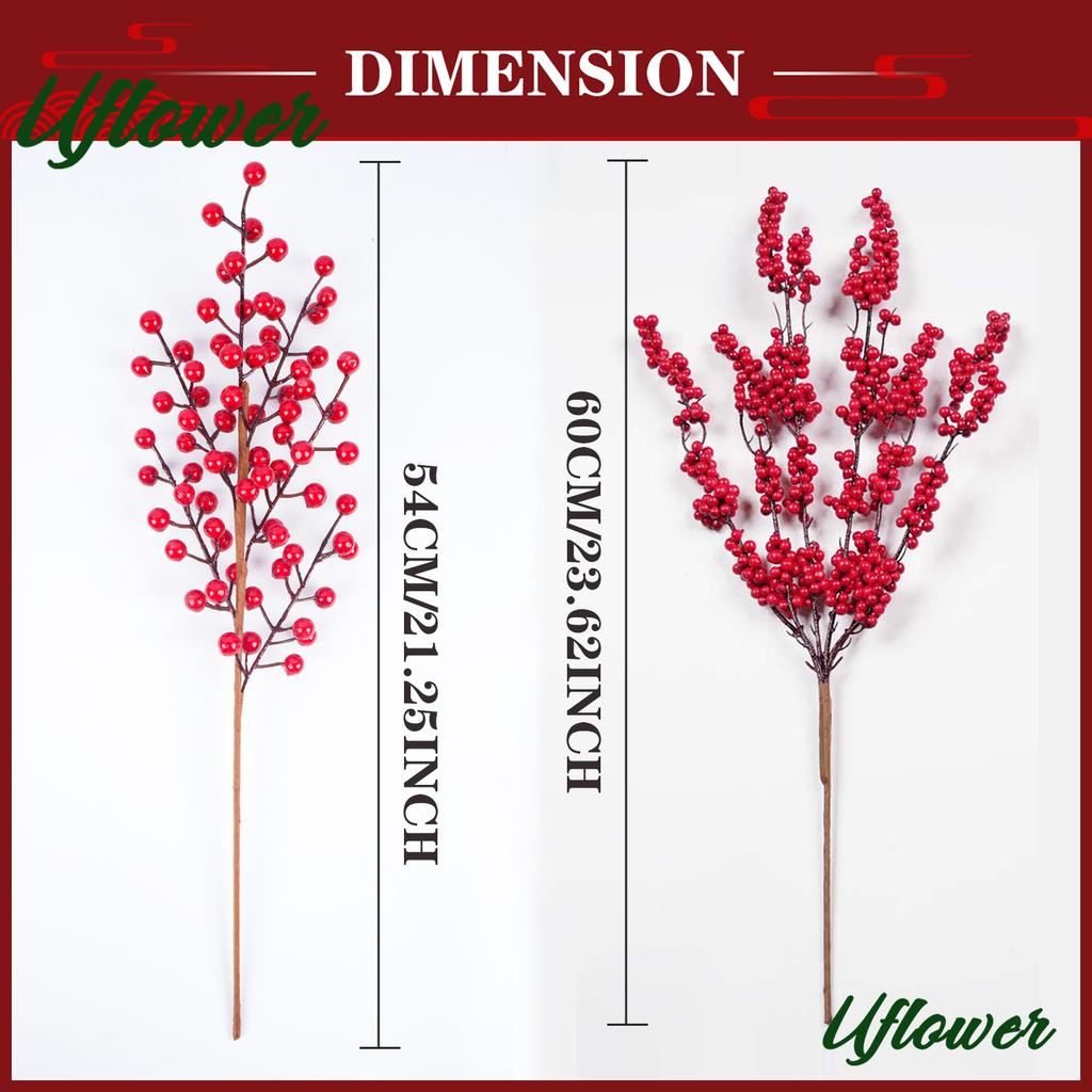 1/3PCS Artificial Red Berry Branches  for Home Tabletop Festivals Wedding Party DIY Craft Decor Christmas New Year Decoration