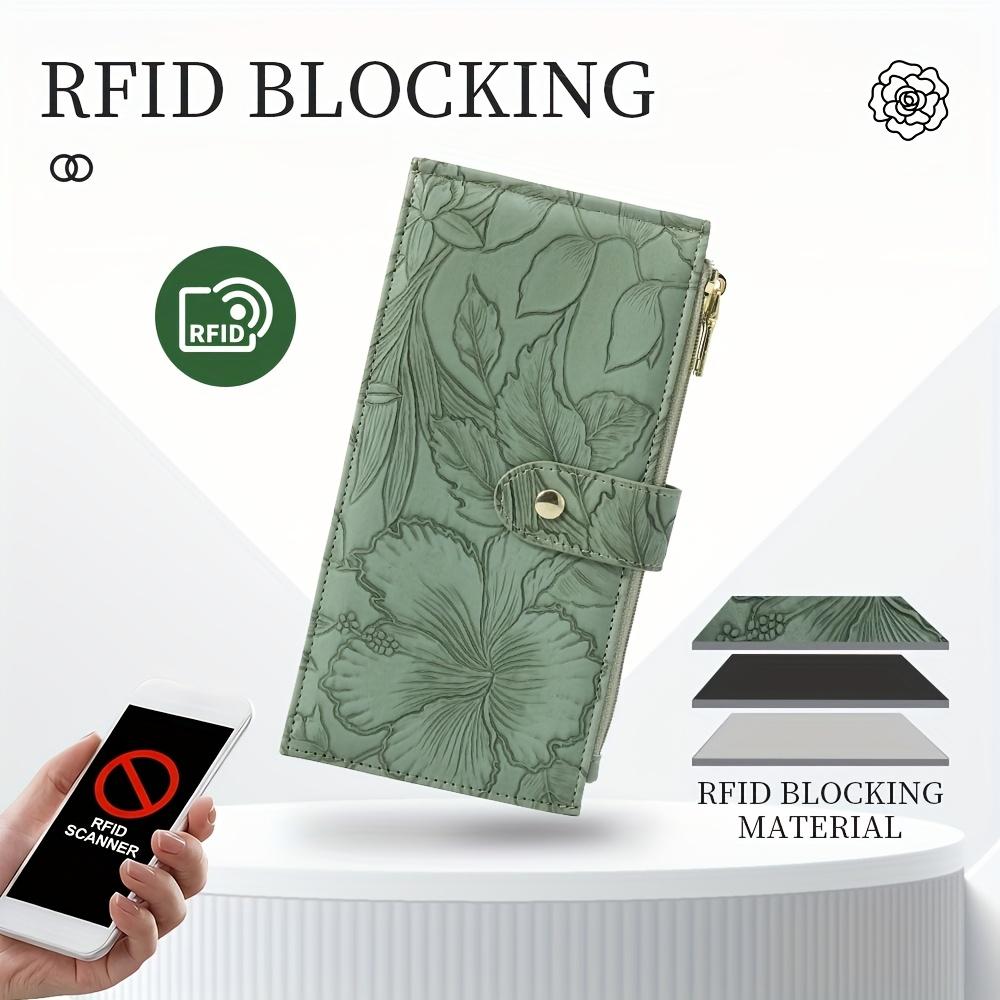 Women's Ultra-thin Wallet with RFID Shielding Card Bag, Double Zipper Pocket, Slim Women's Handbag