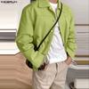 INCERUN Spring Men Casual Lapel Long Sleeve Buttons Up Cargo Jackets Coats