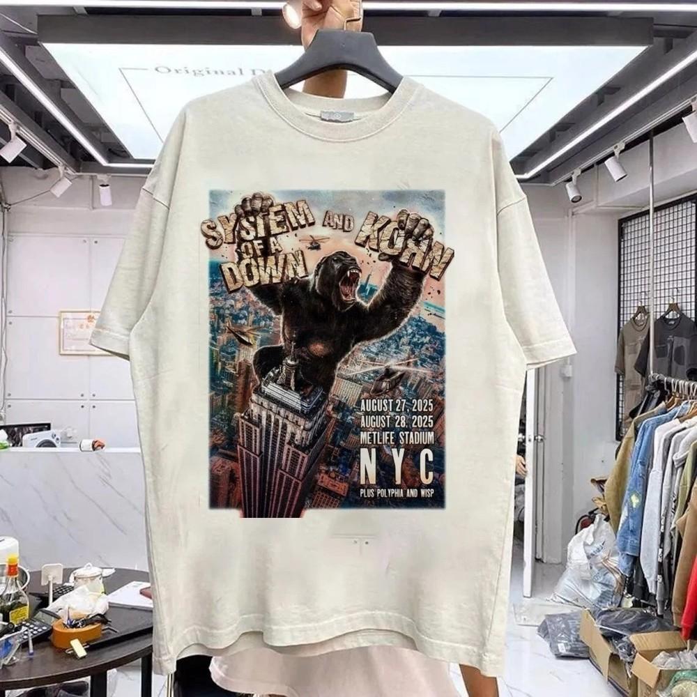 

System Of A Down amp Korn Tour New York Aug 2025 Poster White Unisex Shirt Unisex T-Shirt L