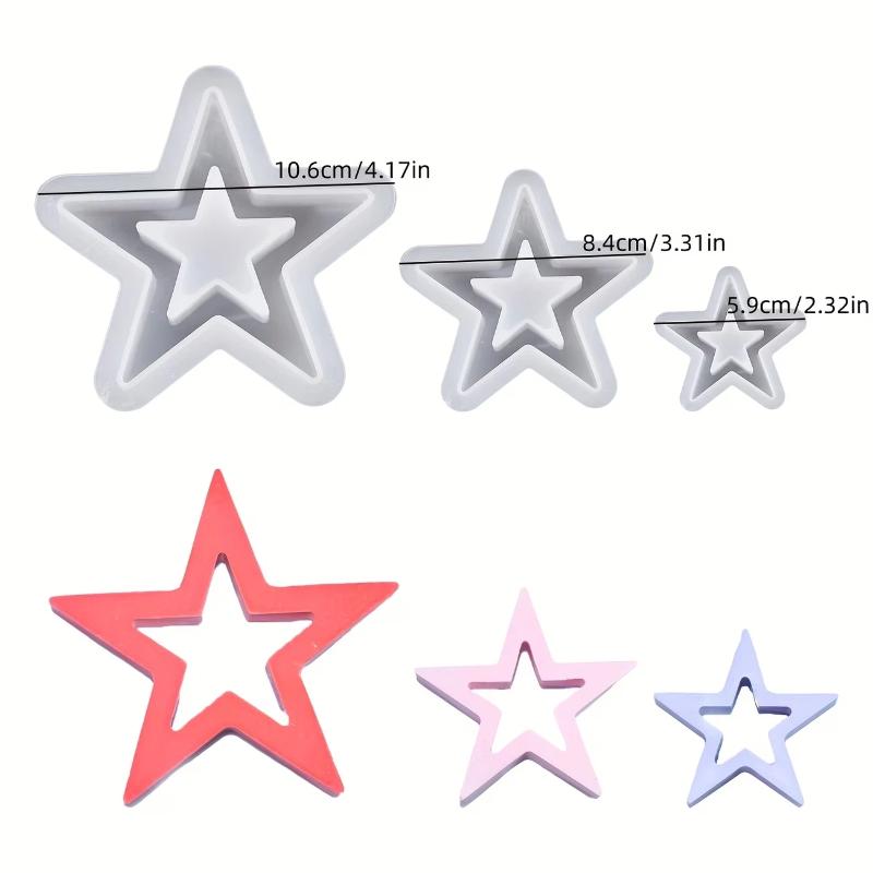 

6pcs DIY Star Shaped Design Mold Plaster,Concrete Casting Decorative Piece Mold PERFECT for Concrete,Resin, Jewelry Making L