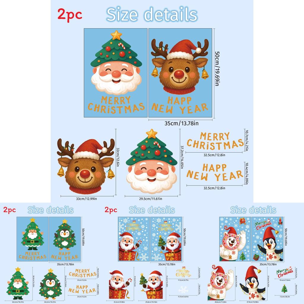 Christmas Window Clings Set With Pvc Vinyl Snowflakes Penguins And Santa For Holiday Decor