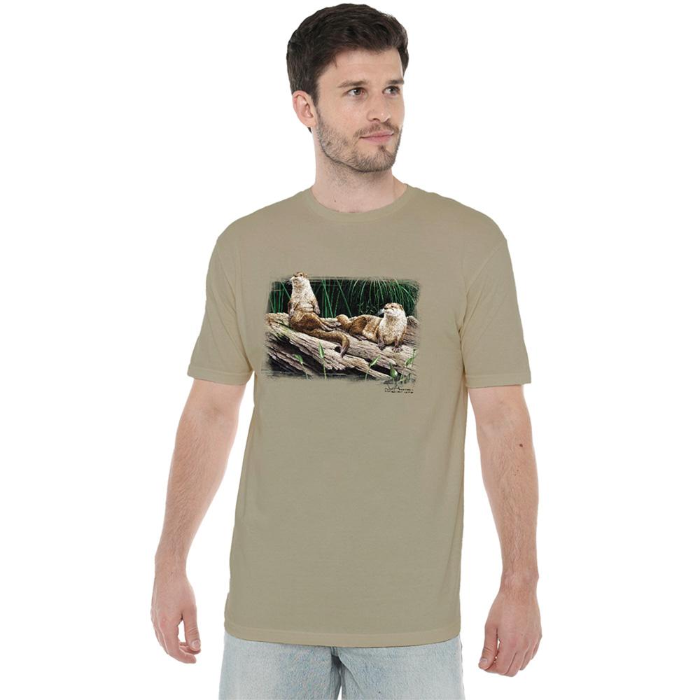 Wild Wings Unisex Adult Wildlife River Otters T-Shirt