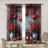 2pc,  Romantic Valentine's Day Curtains Red Wood Theme Polyester,Without Electricity Holiday Decorations for aesthetic room