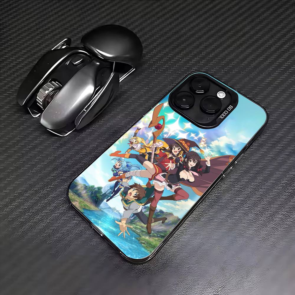 K-Kono Subarashii S-Sekai ni Shukufuku Phone Case For iPhone17,16,15,14,13,12,11 Plus,Pro Max Colored Silver Plated Inside Cover