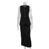 Frühling Sommer Neues Damen Leinen Freizeit Set Einfache Ärmellose Weste + High Waist Rock Zweiteiliges Outfit Europäischer Amerikanischer Stil