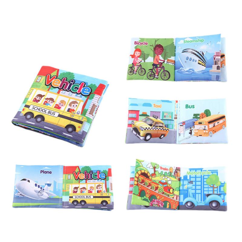 Baby Early Education English Enlightenment Cloth Book With Tear-resistant And Sound Paper Traffic Vehicles Children's Cloth Book
