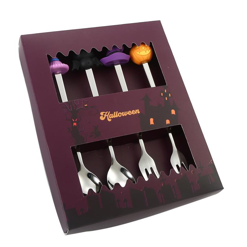 

Halloween Gifts 304 Stainless Coffee Spoons Halloween Style Pendant Cake Fork Theme Party Dining-table Cutlery Set