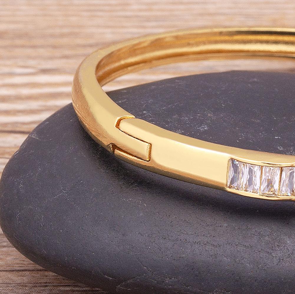 Nidin Trendy Brand Women Girls Cuff Charm Bangles Trendy Copper Zircon Belt Design Fashion Wedding Party New Year Jewelry Gift
