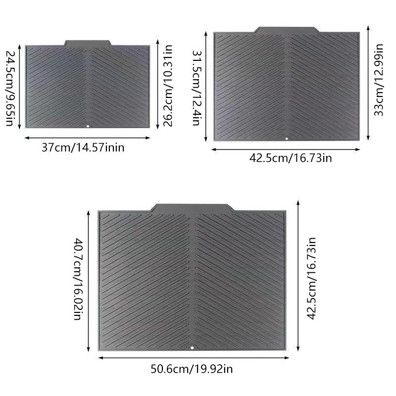 Dish Drying Mat-Silicone Drying Pad For Kitchen Counter, Non-Slip Drain Pad High-temperature Resistant Kitchen Gadget