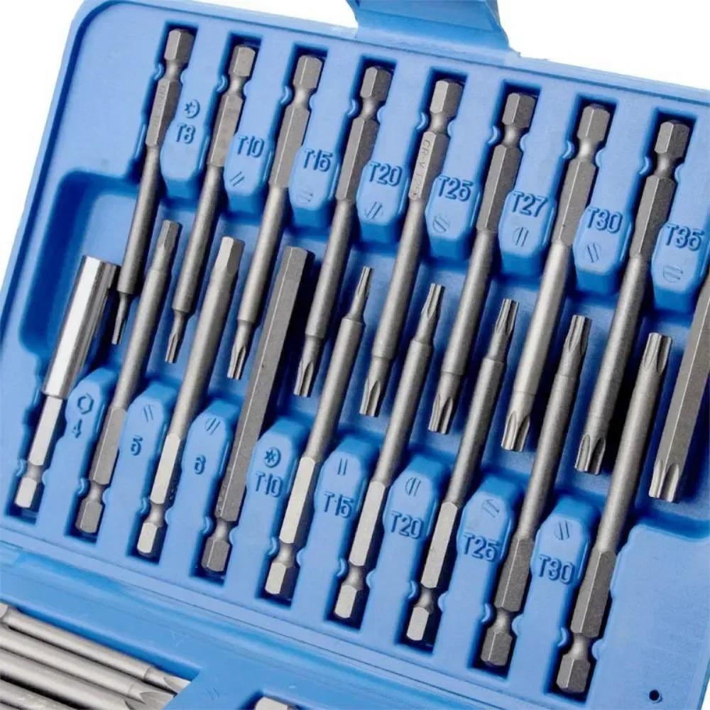75mm Extra Long 1/4 Inch Magnetic Screwdriver Bit Set Torx Star Hex Spline Screwdriver Bits Kit for Home Repair