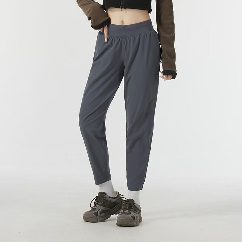Under Armour Solid Color Running Fitness Training Tapered Woven Pants Women Pants Dark-Gray 1377042-025