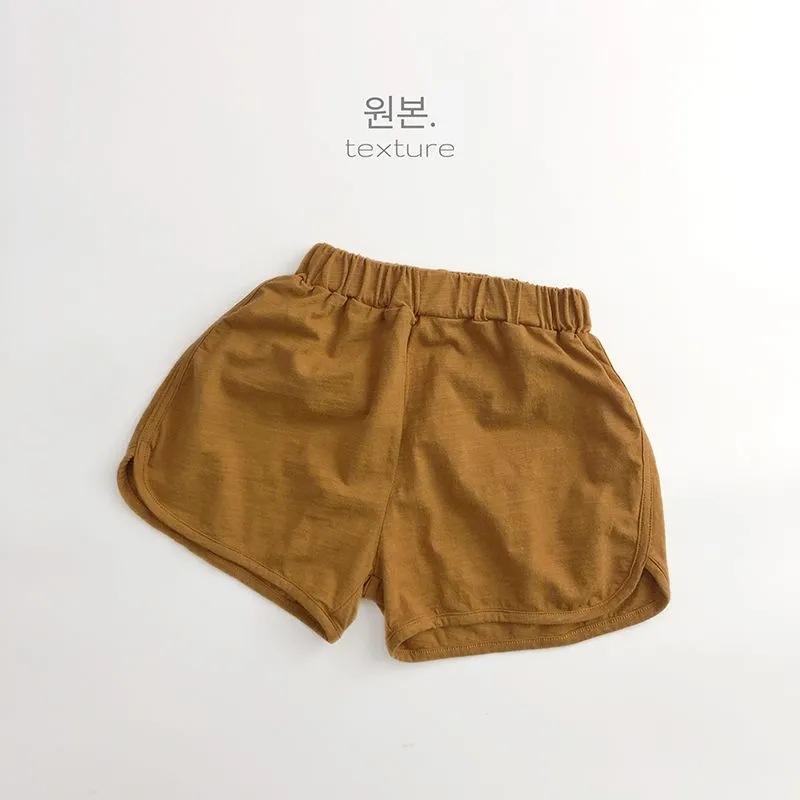 Korean Summer Kids Slub Cotton Shorts Soft Breathable Unisex Casual Sporty Outerwear Trendy