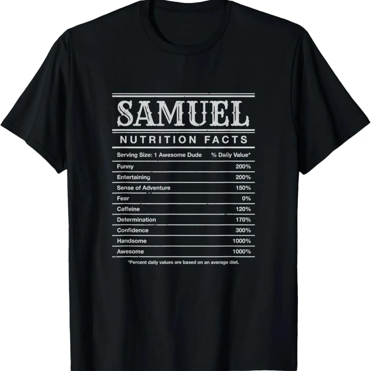 Samuel Nutrition Facts Personalized First Name Funny T-Shirt S чёрный
